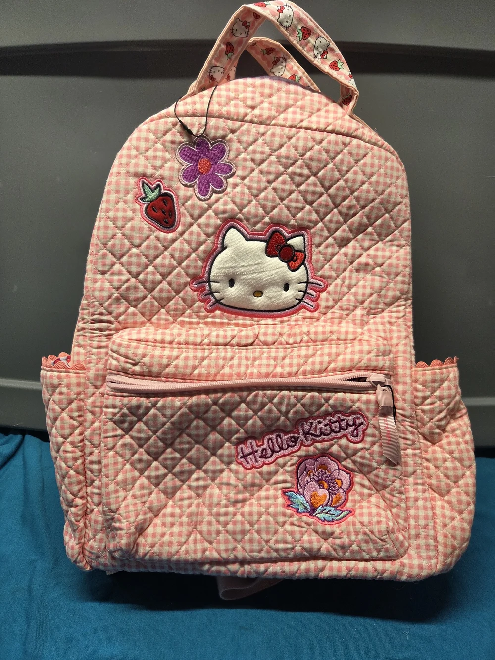 RARE Vera Bradley Hello Kitty Backpack Pink Plaid Cat Sanrio